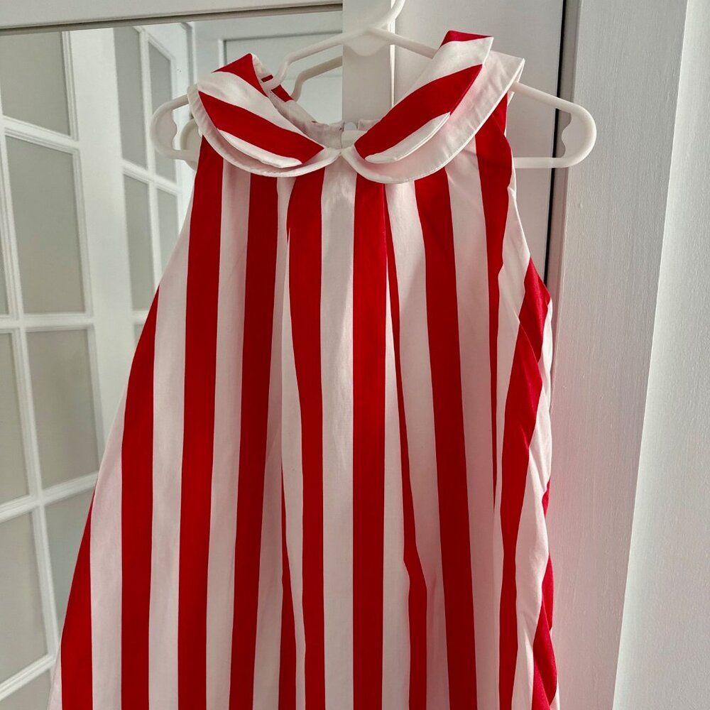 Jacadi Paris Girl's Pink White Striped Dress Size 4